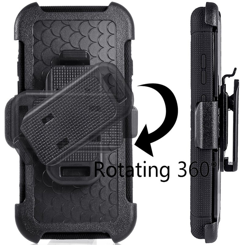 Compatible for Samsung Galaxy S7 Edge Case (Not for S7), PlusMall Rugged Shockproof Hybrid Protective Case Back Cover with Swivel Belt Clip Hard Holster Defender Case Ring Rotating Kickstand (Black) - Image 3